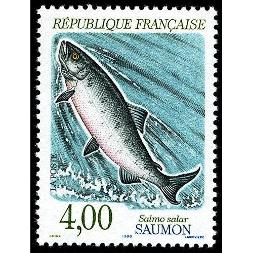 France 1990, Très Beau Timbre Neuf** Luxe Yvert 2665, Nature De France - Poissons D'eau Douce, Le Saumon.