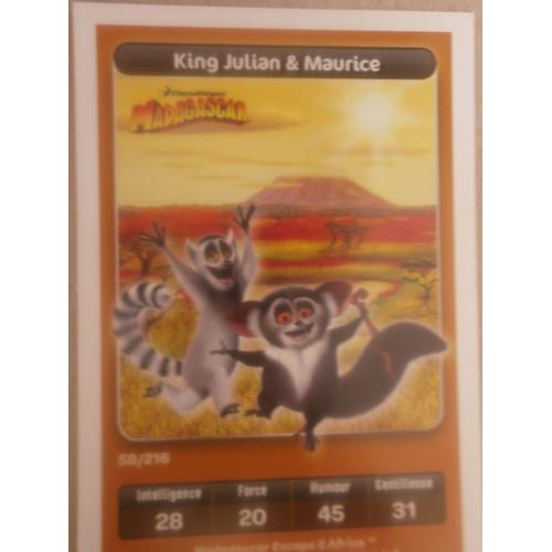 Carte Dreamworks Carrefour 58 - King Julian Et Maurice (Madagascar)