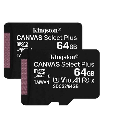 2 pièces Kingston Canvas Select Plus Carte MIcro SD 64 Go jusqu'à 100Mo/s SDCS2/64GBSP Class 10