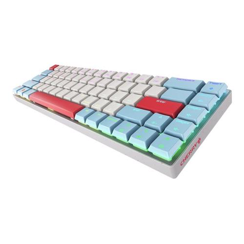 CHERRY MX MX-LP 2.1 - Clavier - compact - backlit - sans fil - USB, 2.4 GHz, Bluetooth 5.2 - QWERTY - US - commutateur : CHERRY MX Low Profile RGB Speed - blanc