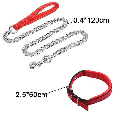 Chaîne de chien en laisse de chien en métal de 10 mm avec poignée  rembourrée avec poignée rembourrée pour chiens de taille moyenne laisse  pour animaux