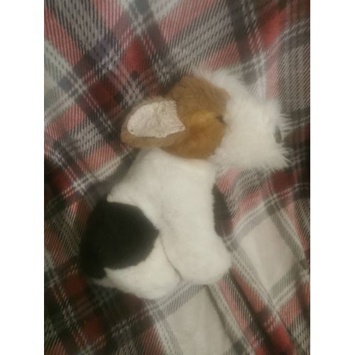 Doudou Peluche Chien Fox Terrier Blanc Marron Noir Assis