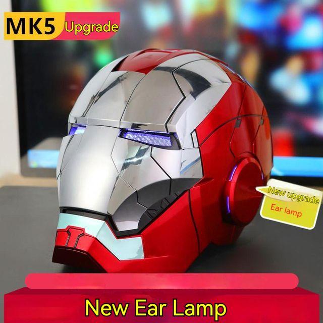 Casque électrique Iron Man pour adultes, casque portable, yeux à