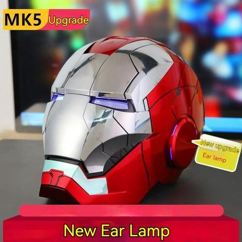 Casque Iron Man avec LED pour adulte casque électrique portable commande  vocale yeux et oreilles jouets modèles mode cadeau d'anniversaire MK5 1:1  2023