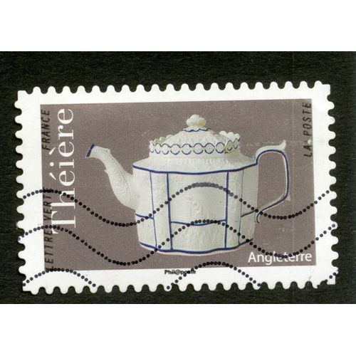 Timbre Oblitéré Théière, Lettre Verte, France, Angleterre, La Poste