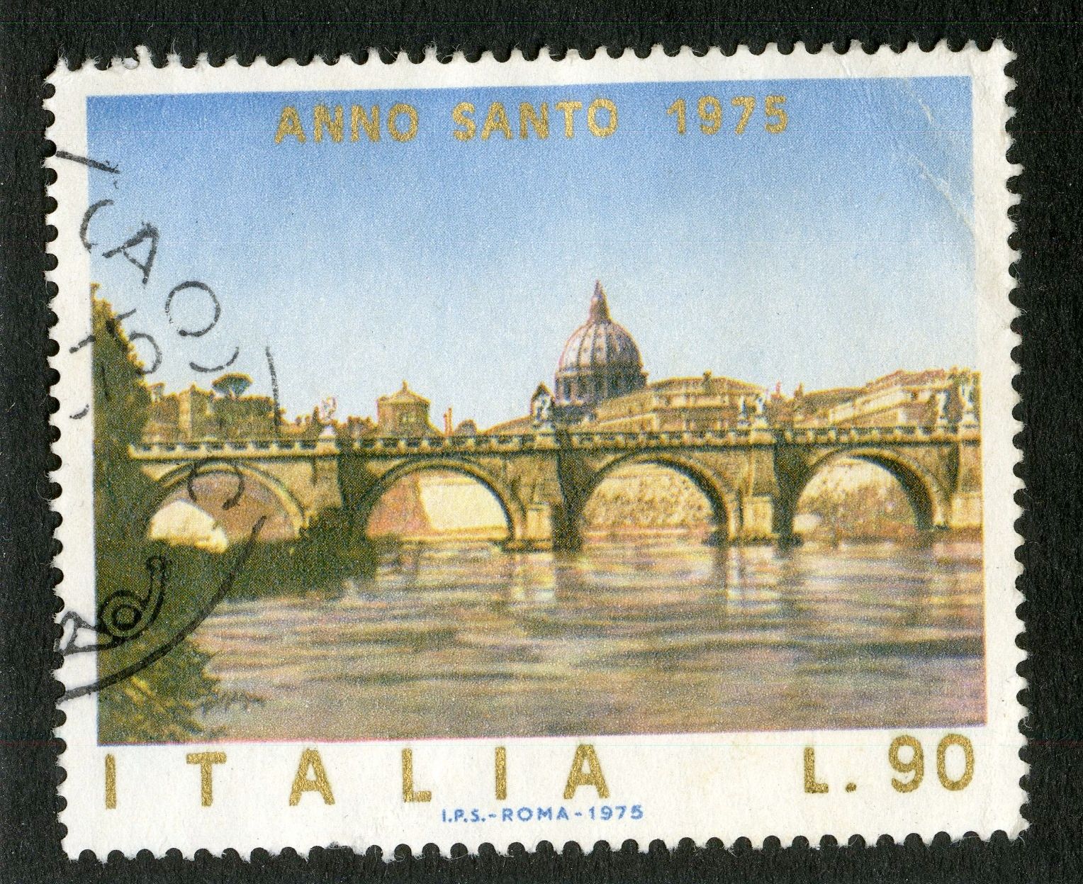 Timbre Oblitéré Italia, Anno Santo 1975, L. 90,