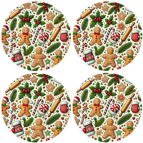 Set De 4 Dessous De Verres Biscuits Au Pain D'épices Cbkreati