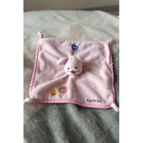 Doudou Plat Souris Rose Itsimagical Kiconico Brodé Canard