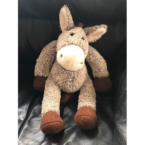 Doudou Peluche Âne Marron Chiné Ajena 35cm