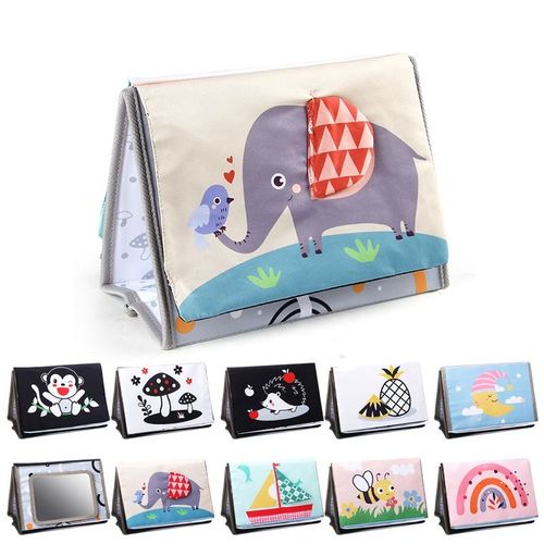 Miroir Bebe Eveil - Montessori Noir Blanc Jouets Sensoriels - Jouet Bebe 6 Mois - Cadeau Pour Bébé 0 À 12 Mois - Éléphant