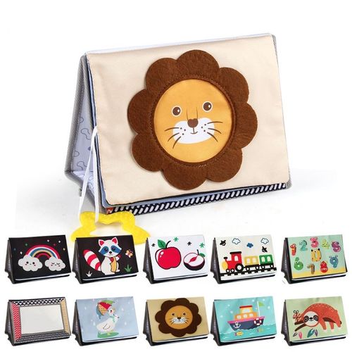 Miroir Pour Bébé Avec Livre Pétrissant - Amusant Avec Tissus Doux Jouet D'éveil Bébé 0-12 Mois - Cadeaux Naissance - Lion