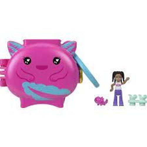 Polly Pocket Pet Connects - Axolotl- Micro Playset - Figurine + Animal + Accessoire