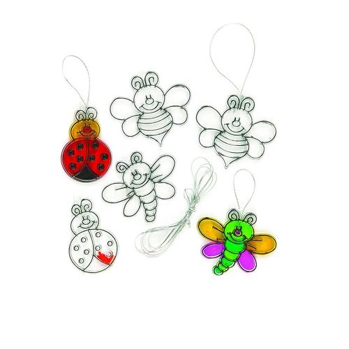 Baker Ross Lot De 12 Mini Décorations Attrape-Soleil Insectes Colorier Pour Enfants