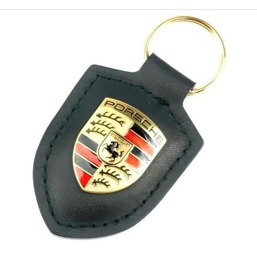 Porte clés Porsche Noir Cuir GENUINE - Keychain clef cle