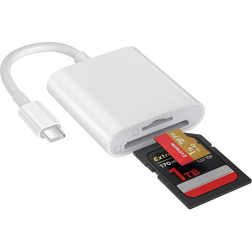 Lecteur de carte Sd pour Iphone Ipad 3 en 1 lecteur de carte mémoire Plug  and Play lecteur de carte Micro Sd Port adaptateur de carte Sd