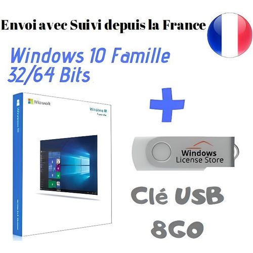Clé Usb Bootable 8go Windows 10 Famille + Licence
