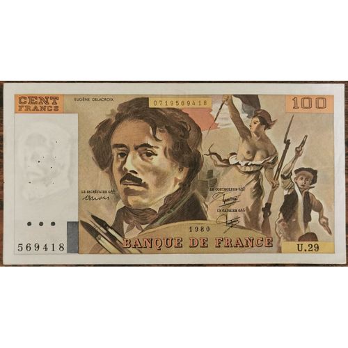 Billet 100 Francs Eugène Delacroix 1980 France U.29