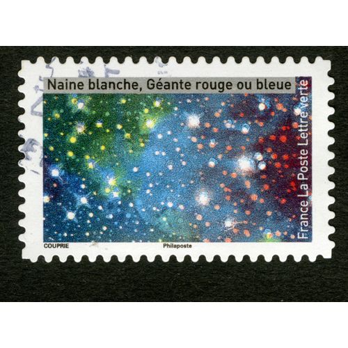 Timbre Oblitéré Naine Blanche, Géante Rouge Ou Bleue, France, La Poste, Lettre Verte, Couprie