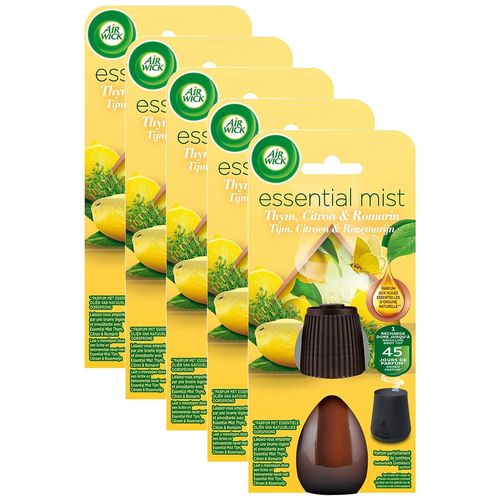 Air Wick Lot De 5 Recharges Parfum Essential Mist Thym Citron/Romarin 20 Ml 