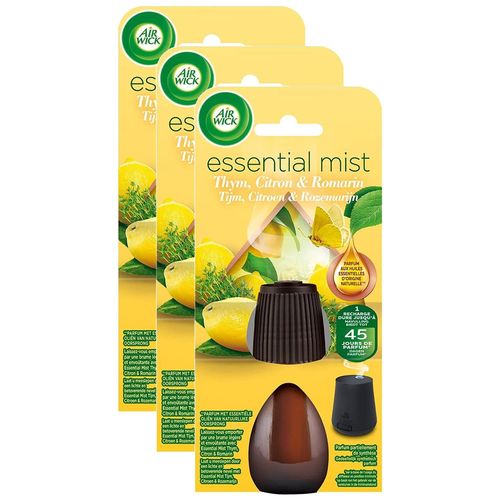 Air Wick Lot De 3 Recharges Parfum Essential Mist Thym Citron/Romarin 20 Ml 