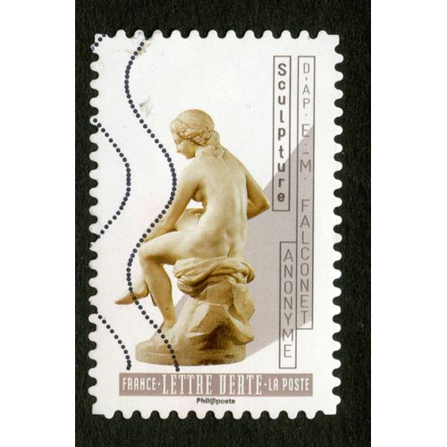 Timbre Oblitéré Sculpture, Anonyme, D'après M.Falconet, France, Lettre Verte, La Poste