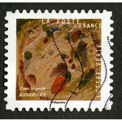 Timbre Oblitéré Dans Le Cercle Kandinsky, La Poste, France, Lettre Verte