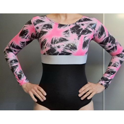 Justaucorps Dans Patinage Artistique Gymnastique Noir Rose Paillette Maillot De Bain Manches Longues Body Enfant Fille 12 - 14 Ans - Envoi Très Rapide Et Soigne.