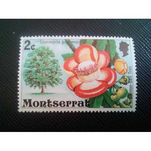 Timbre Montserrat Y T 342 Arbre À Boulets De Canon (Couroupita Guianensis) 1976 ( 010507 )