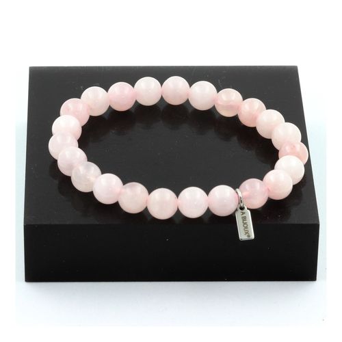 Bracelet Perles Quartz Rose 8 Mm. Fabriqué En France.