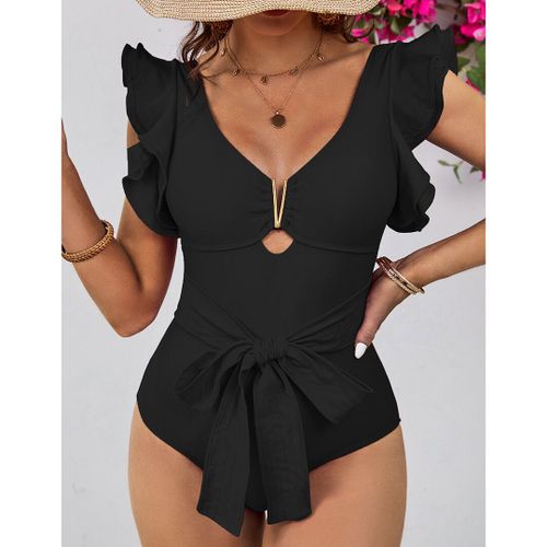 Maillot De Bain Une Pièce,Sexy,À Volants,Col En V,À Bretelles,Amincissant,Pour Femmes,Vêtements De Plage,Monokini,2023
