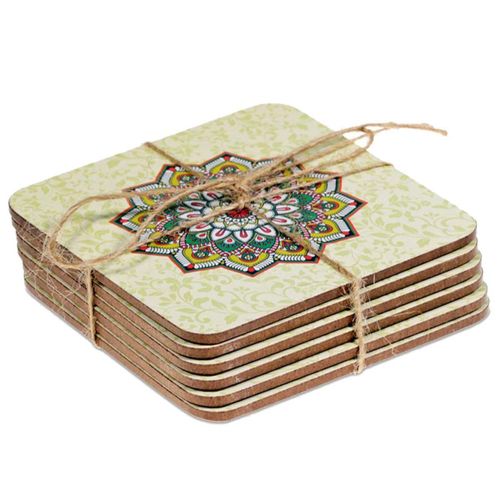 Set De 6 Sous-Verres Vert Mandala