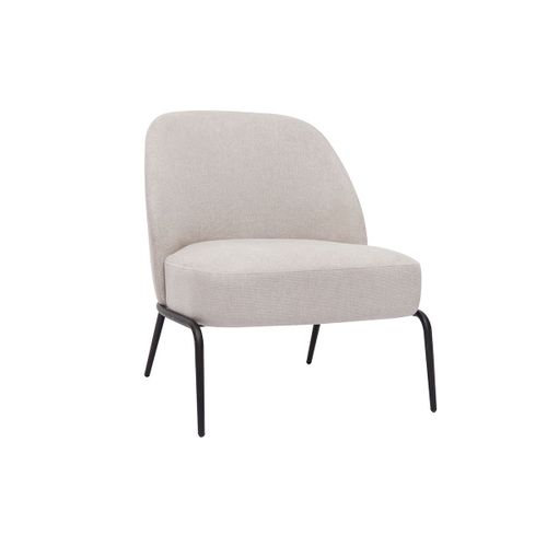Fauteuil Design En Tissu Effet Velours Texturé Beige Et Métal Noir Brego