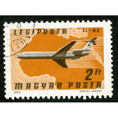 Timbre Oblitéré Magyar Posta, Légiposta, Il - 62, 2 Ft, Vertel Jozsef, 1977