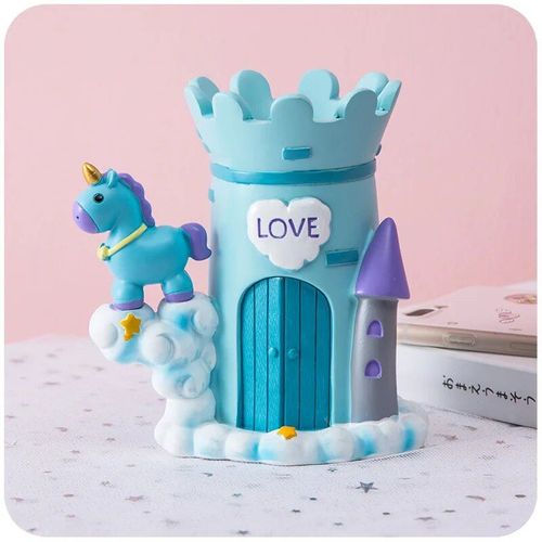 Porte-Crayon Licorne Mignon,Boîte De Rangement De Bureau,Organisateur De Papeterie - Type Bleu Ciel