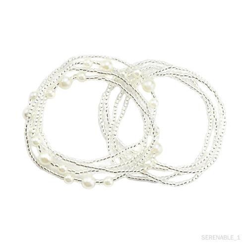 2x Perles De Taille Bikini Chaîne De Ventre Mode Élégante Perle De Ventre Chaîne De Corps Chaîne De Taille Pour Les Vacances À Argent