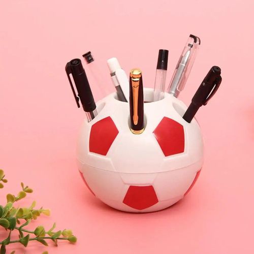 Porte-Crayon Et Stylo Rond En Forme De Football,Boîte De Rangement De Bureau Et De Tasses Pour Le Bureau,La Maison - Type Rouge