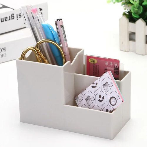 Porte-Stylo De Bureau,Boîte De Rangement Créative À 6 Compartiments Multifonctions Pour Crayons De Maquillage,Papeterie Scolaire Et De Bureau - Type Gray