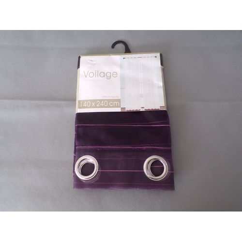 Rideau Voilage Violet À Oeillets 100% Polyester 140x240 Cm