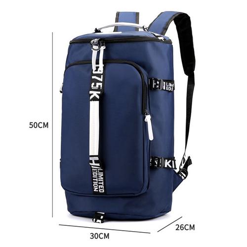 T1007 Bleu - sac de voyage imprimé feuille pour femmes, sac à dos de voyage de week-end, sac à dos de sport pour dames, sacs à bagages de grande capacité, sacs à bandoulière multifonctions,gym valise de voyage,sac cabas