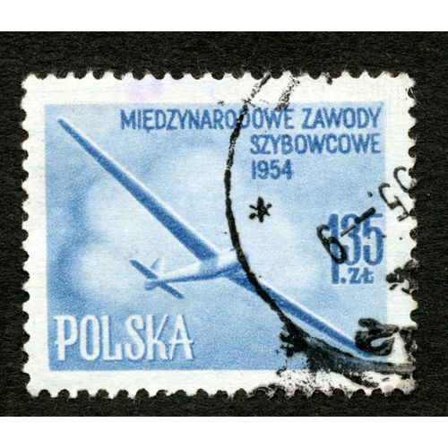 Timbre Oblitéré Polska, Miedzynarodowe Zawody Szybowcowe 1954, 1.35 Zl
