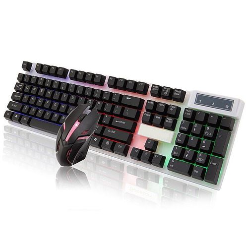 Ensemble Clavier Gamer Souris Gaming de Jeux Éclairage LED Port USB Accessoire Informatique Ordinateur de Bureau PC Portable