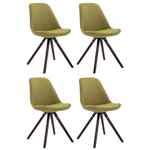 4 Chaises De Salle À Manger Style Scandinave En Tissu Vert Pieds Rond En Bois Marron Cds10343
