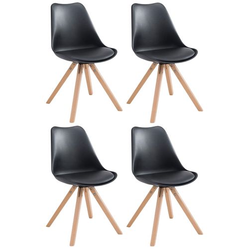 4 Chaises De Salle À Manger Style Scandinave En Synthétique Et Plastique Noir Pieds Carré En Bois Clair Cds10370