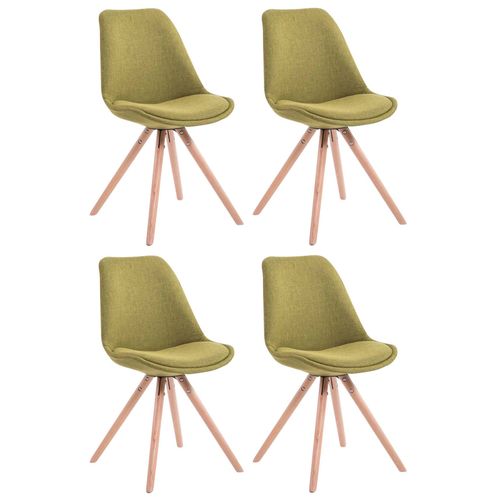 4 Chaises De Salle À Manger Style Scandinave En Tissu Vert Pieds Rond En Bois Clair Cds10350