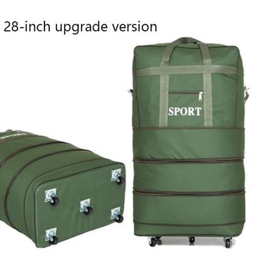 28 pouces vert armée - Sac de voyage grande capacité en tissu Oxford, sac à dos à roulettes, sac à bagages pliable à double usage, paquet de transporteur aérien 158