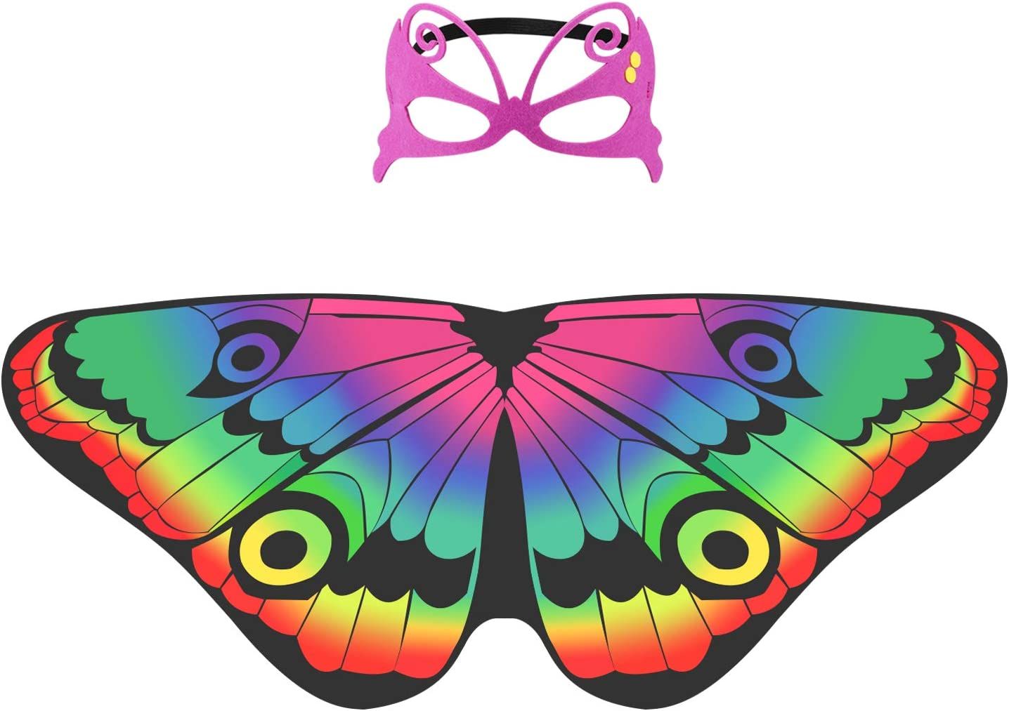 Dreamy Dance Châle De Papillon, Ailes De Fée De Papillon, Accessoire De Fête Avec Masque En Feutre Style 2