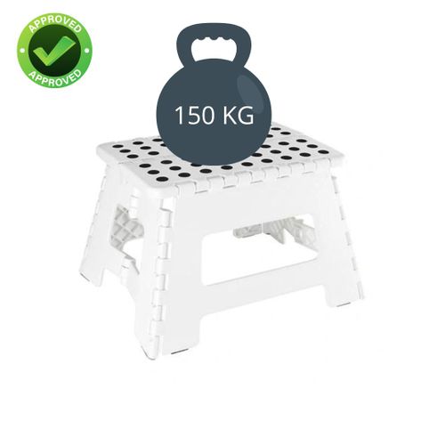 Venteo | Marche Pied Pliant | Résiste jusqu'à 150kg de charge | Pliable | 31.5 x 25.5 X 22 cm | Blanc