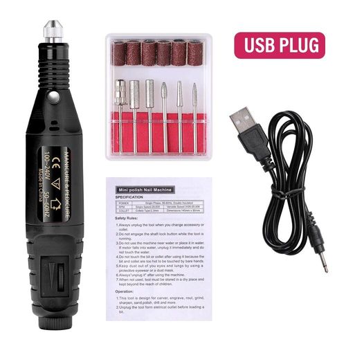 Ponceuse À Ongles Électrique,Outil De Polissage,Exfoliant,Pour Pédicure - Type Usb-Black B 