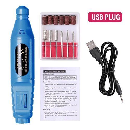 Ponceuse À Ongles Électrique,Outil De Polissage,Exfoliant,Pour Pédicure - Type Usb-Blue A 