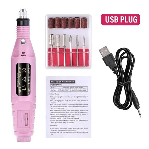 Ponceuse À Ongles Électrique,Outil De Polissage,Exfoliant,Pour Pédicure - Type Usb-Pink B 